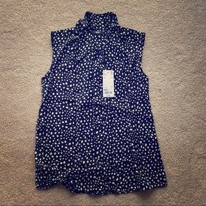 Uniqlo Printed Bow Tie Sleeveless Blouse